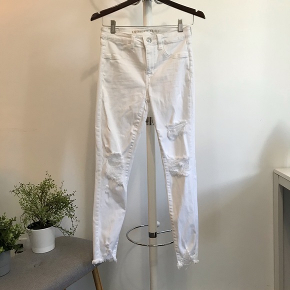 American Eagle white distressed jeans strech - Picture 2 of 14
